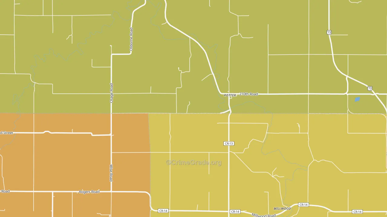 Potter, KS Map of Robbery Rates