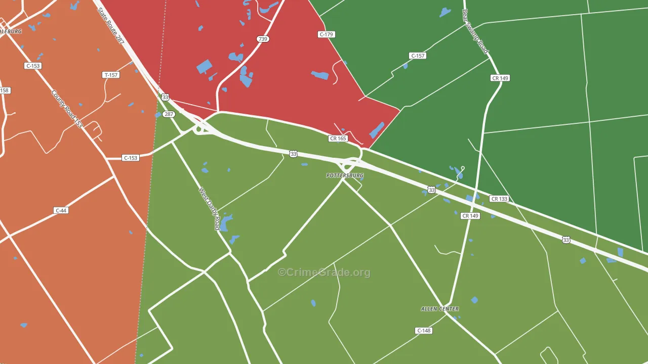 Pottersburg, OH Map of Robbery Rates