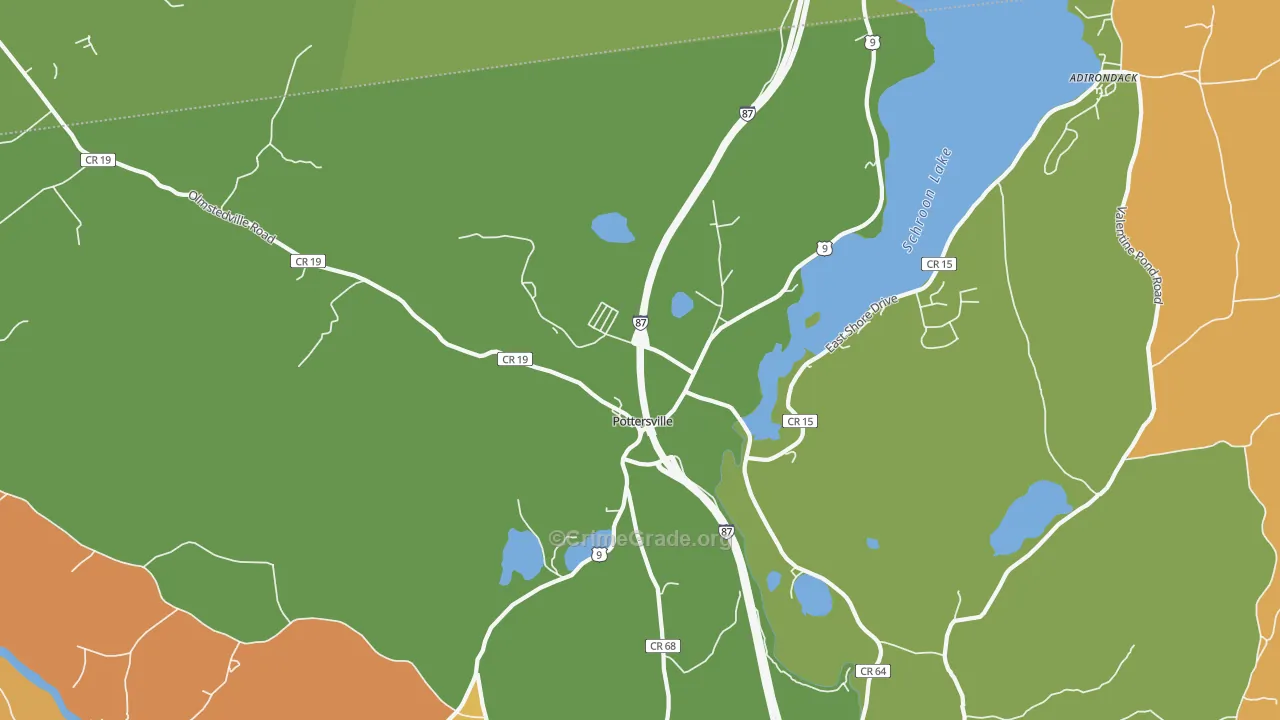 Pottersville, NY Map of Robbery Rates