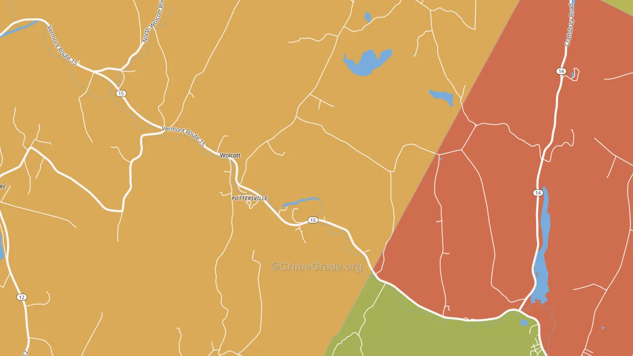 Pottersville, VT Map of Robbery Rates