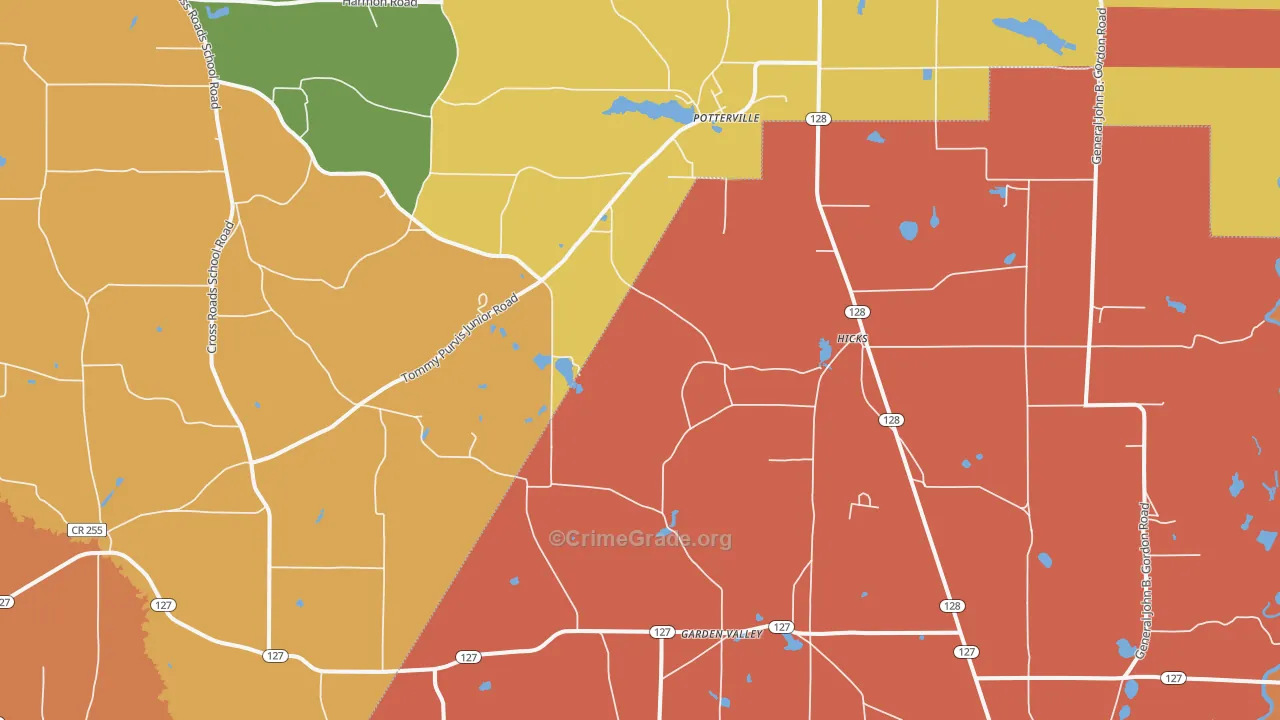Potterville, GA Map of Robbery Rates