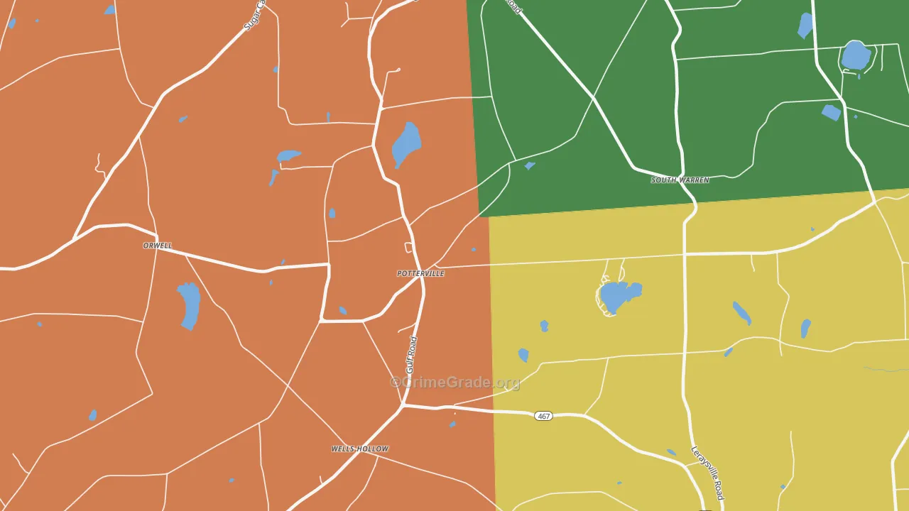 Potterville, PA Map of Robbery Rates
