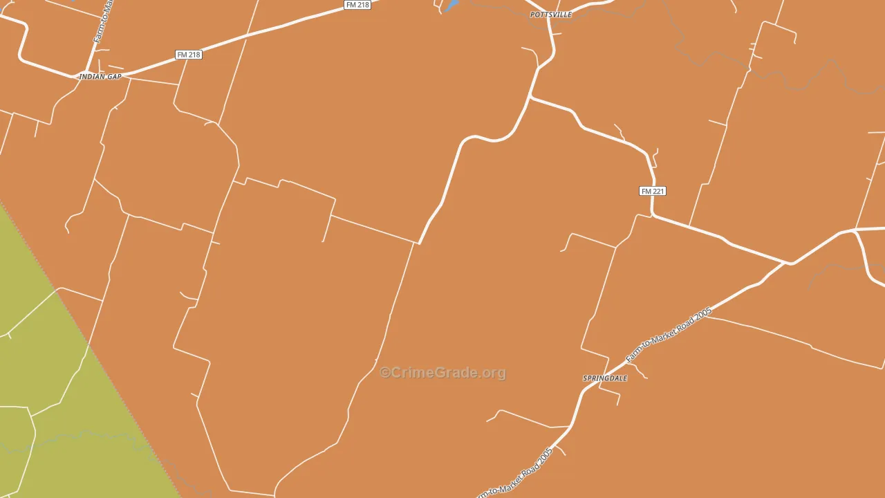 Pottsville, TX Map of Robbery Rates