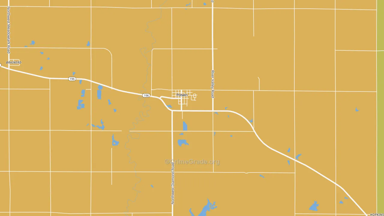 Potwin, KS Map of Robbery Rates