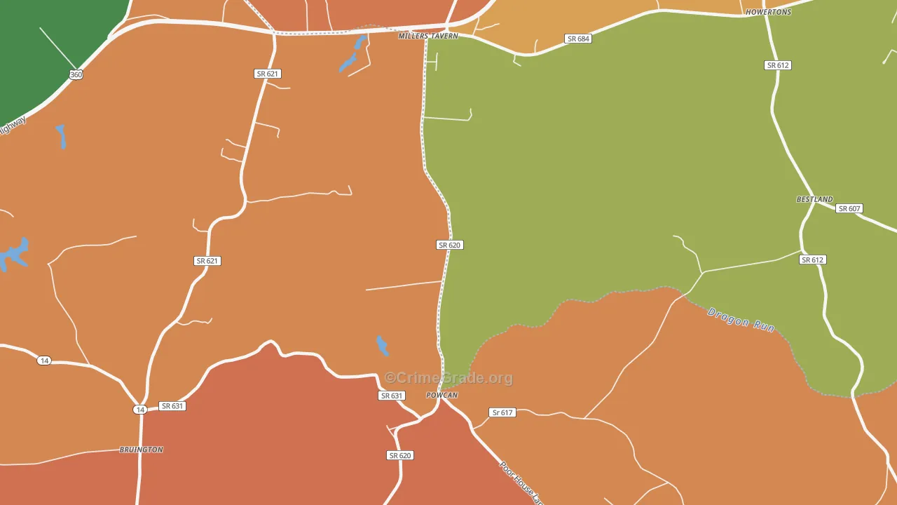 Powcan, VA Map of Robbery Rates