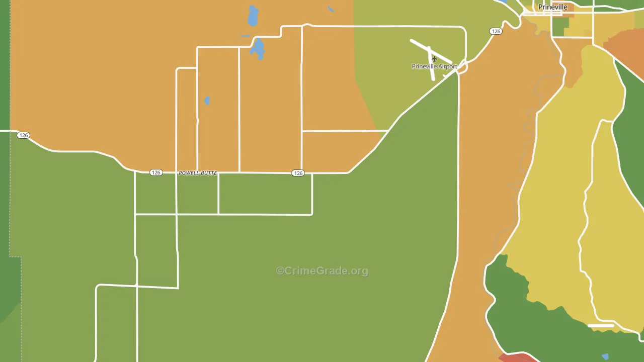 Powell Butte, OR Map of Robbery Rates