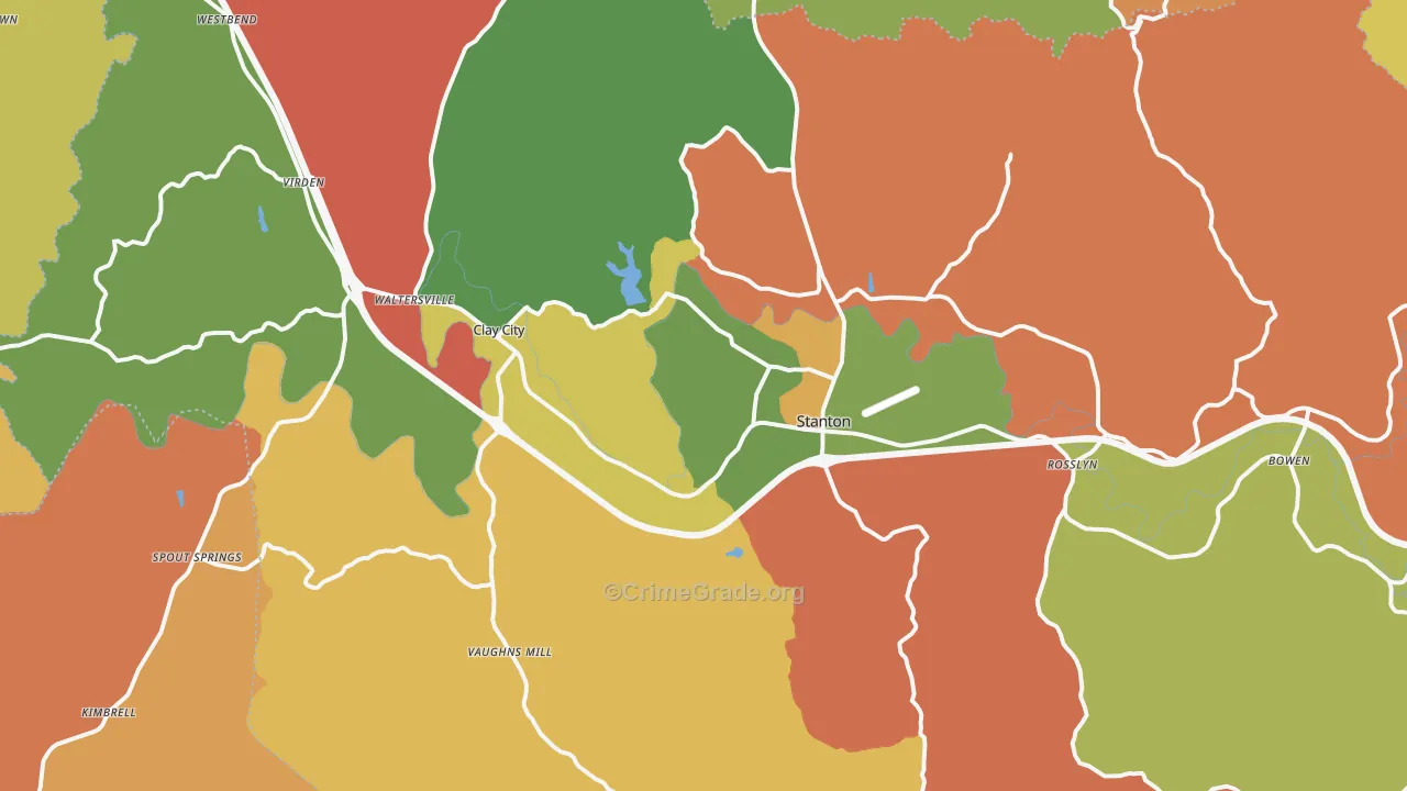 Powell County, KY Map of Robbery Rates