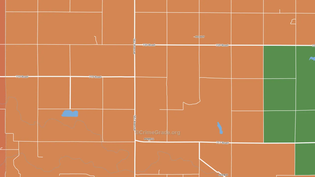 Powell, NE Map of Robbery Rates