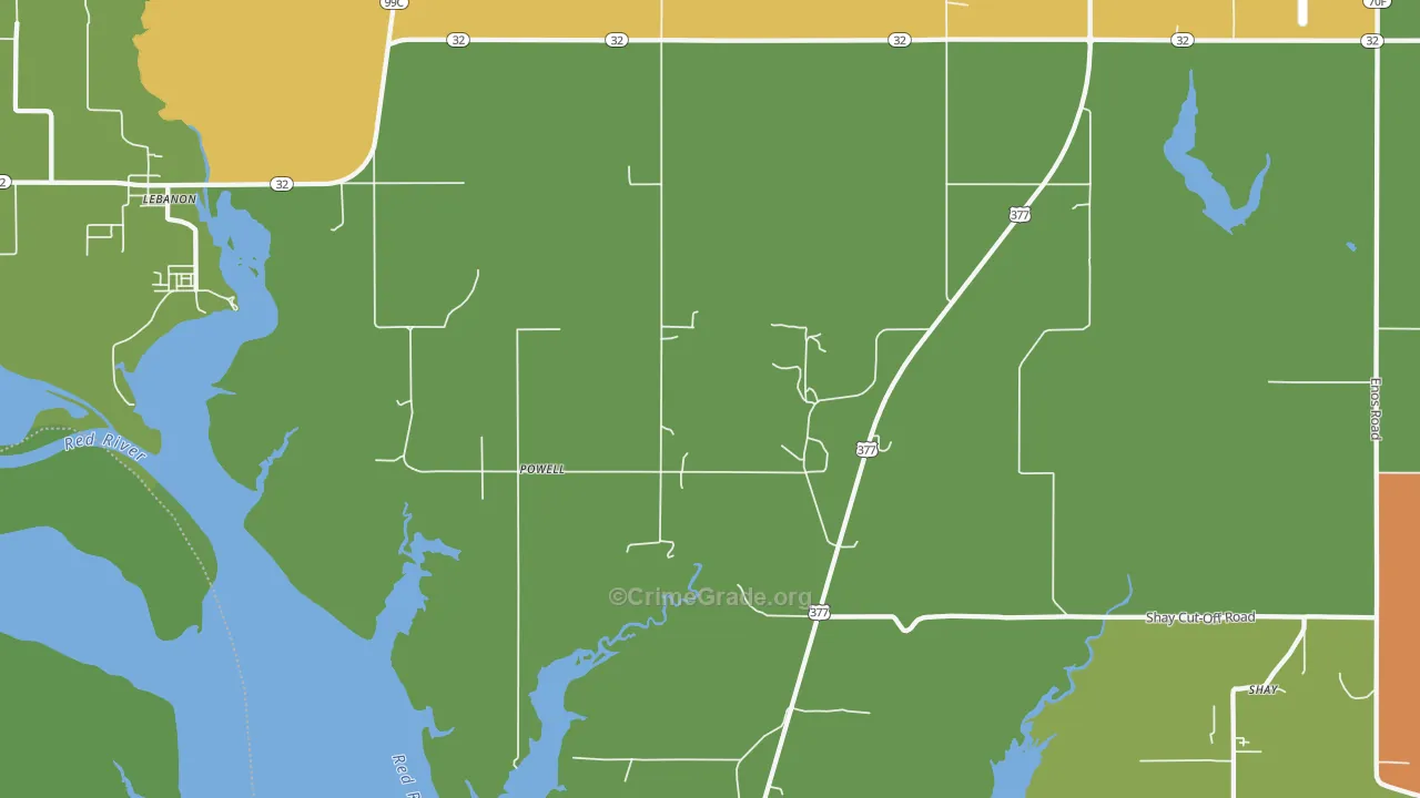 Powell, OK Map of Robbery Rates