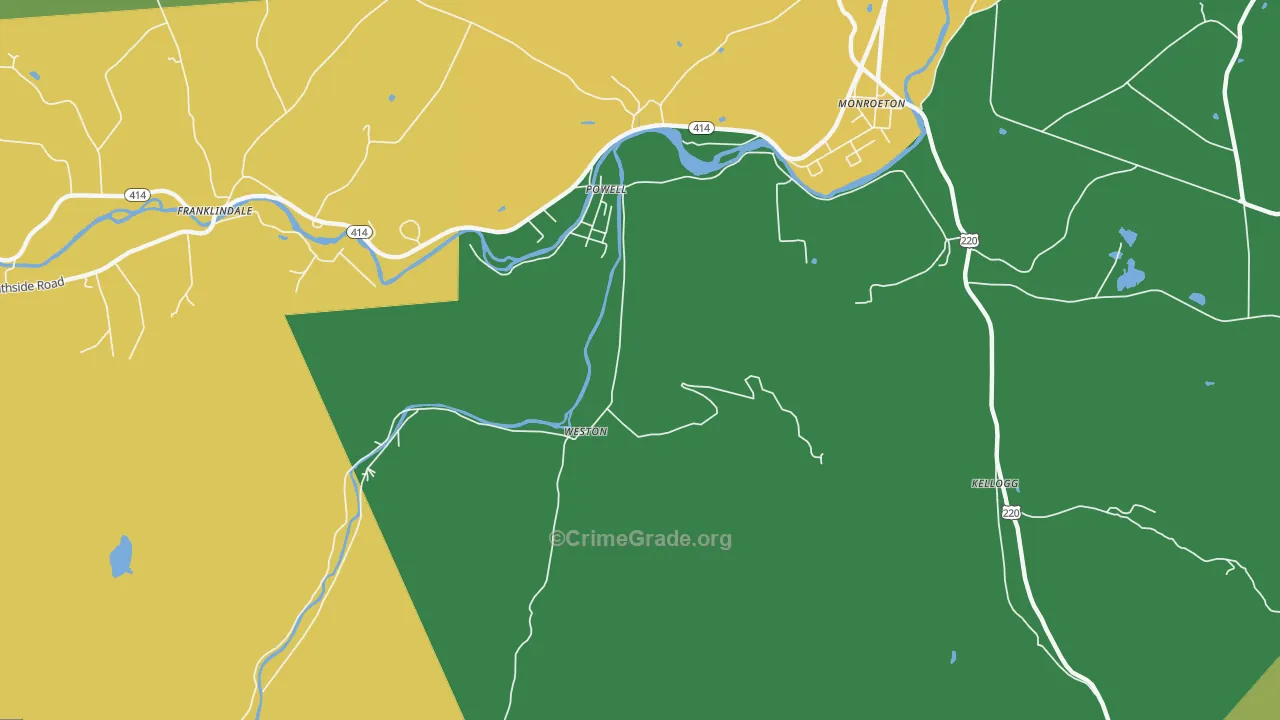 Powell, PA Map of Robbery Rates