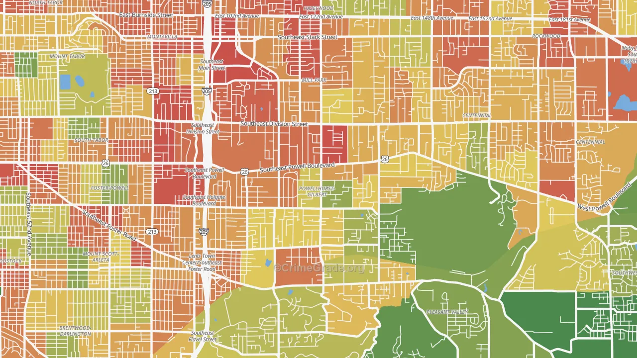 Powellhurst-Gilbert, Portland, OR Map of Robbery Rates
