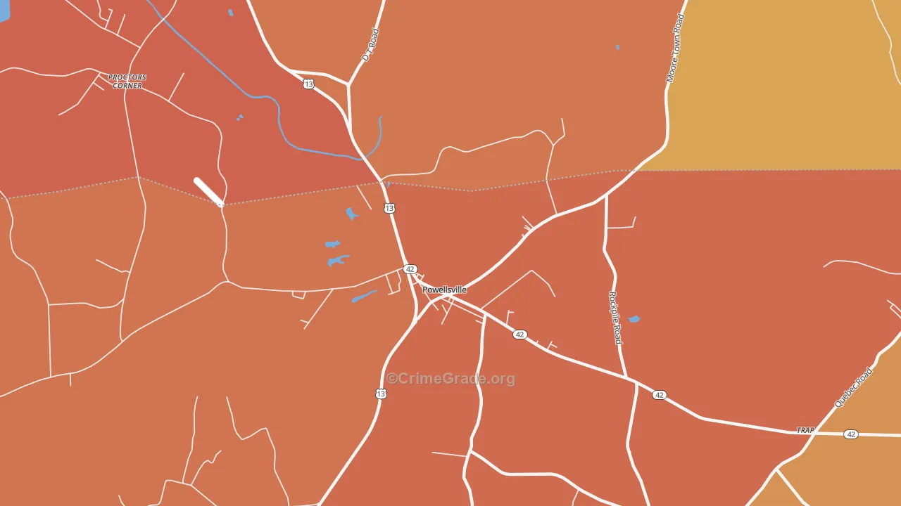 Powellsville, NC Map of Robbery Rates