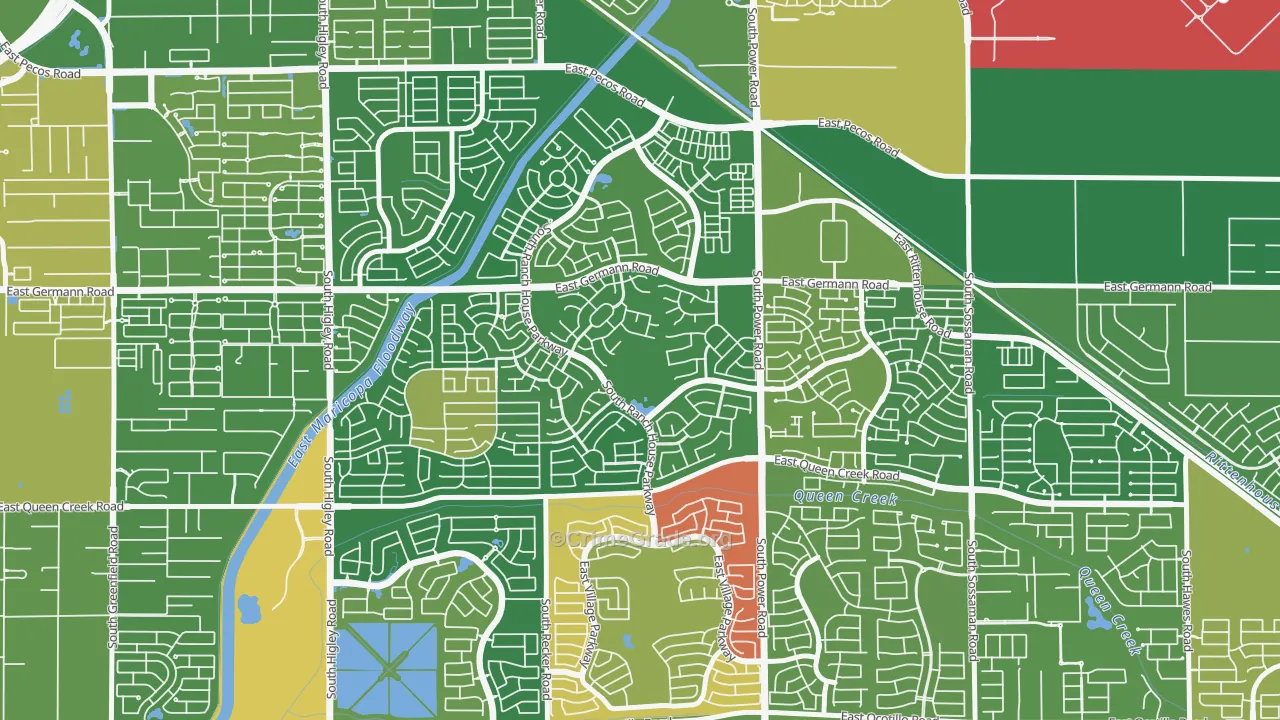 Power Ranch, Gilbert, AZ Map of Robbery Rates