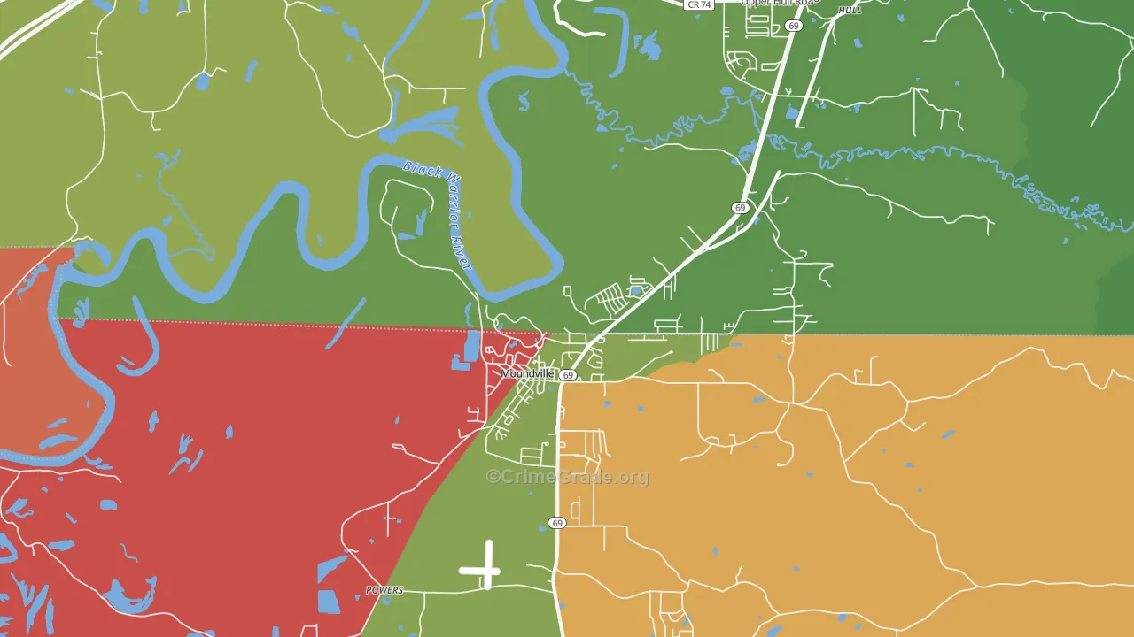 Powers, AL Map of Robbery Rates