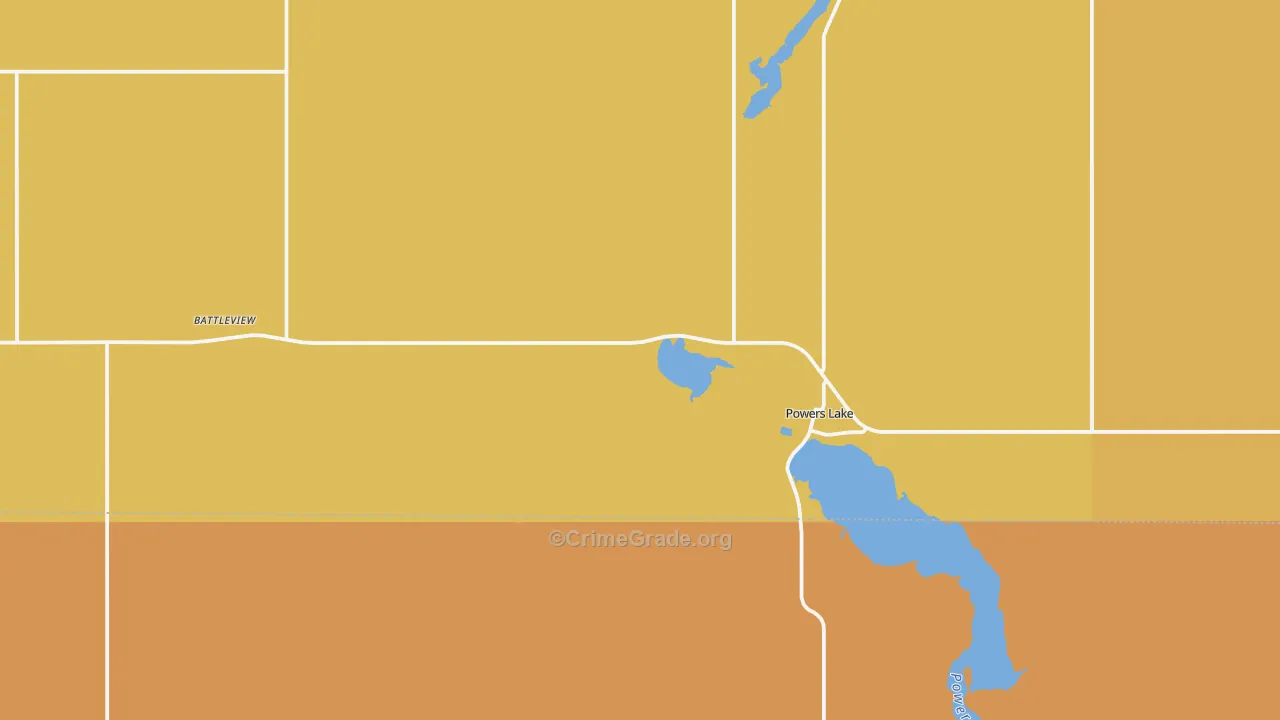 Powers Lake, ND Map of Robbery Rates
