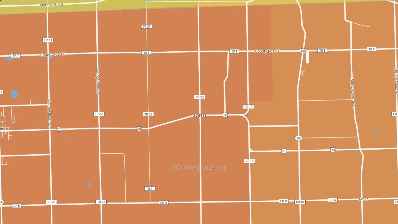 Powers, OH Map of Robbery Rates