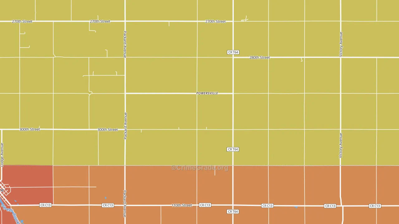 Powersville, IA Map of Robbery Rates