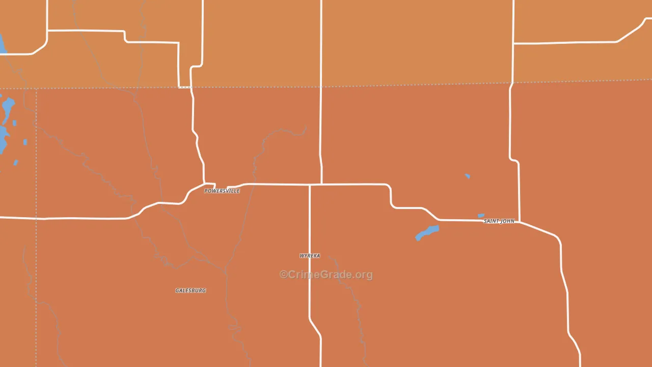 Powersville, MO Map of Robbery Rates