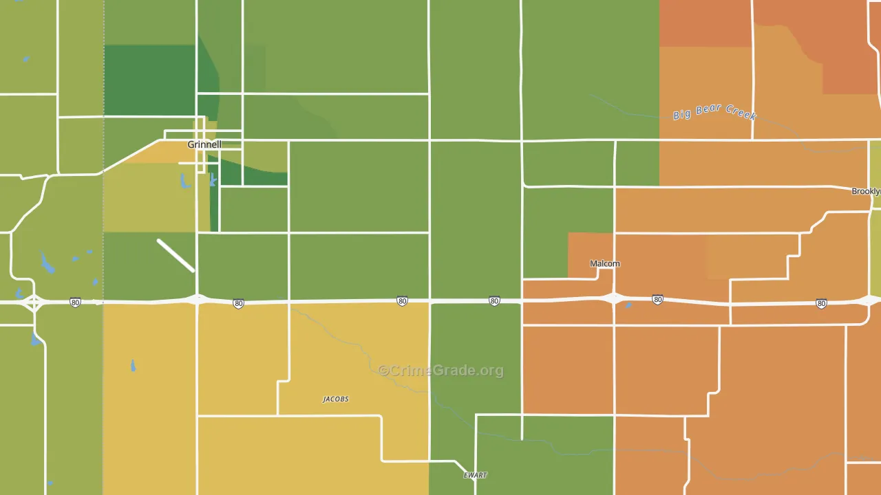 Poweshiek County, IA Map of Robbery Rates