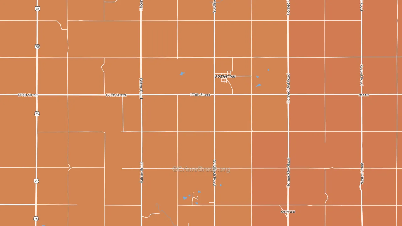 Powhattan, KS Map of Robbery Rates