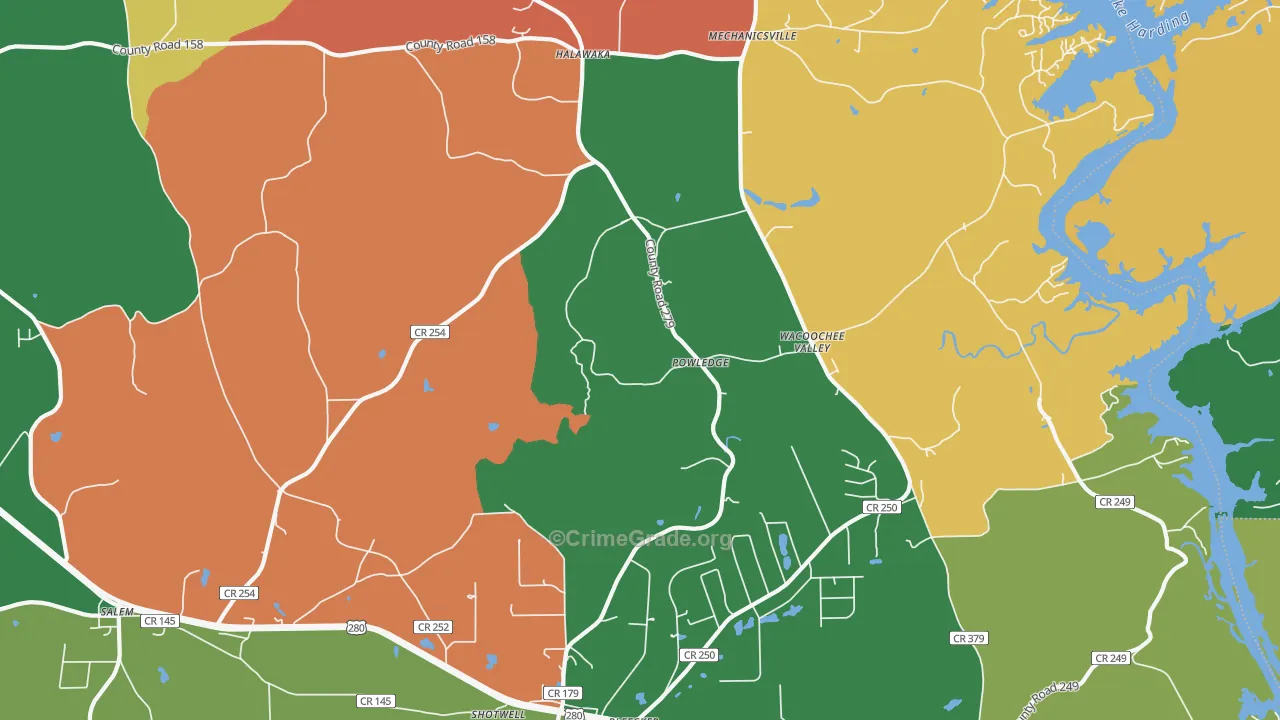 Powledge, AL Map of Robbery Rates