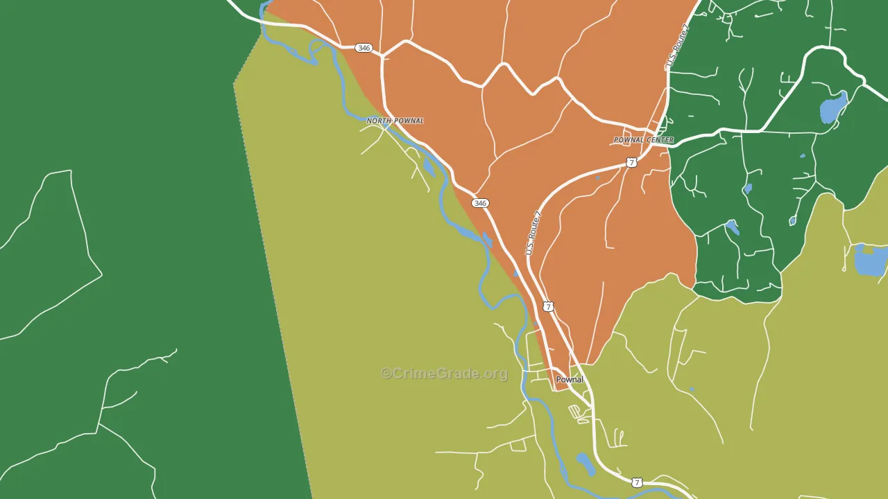 Pownal Center, VT Map of Robbery Rates