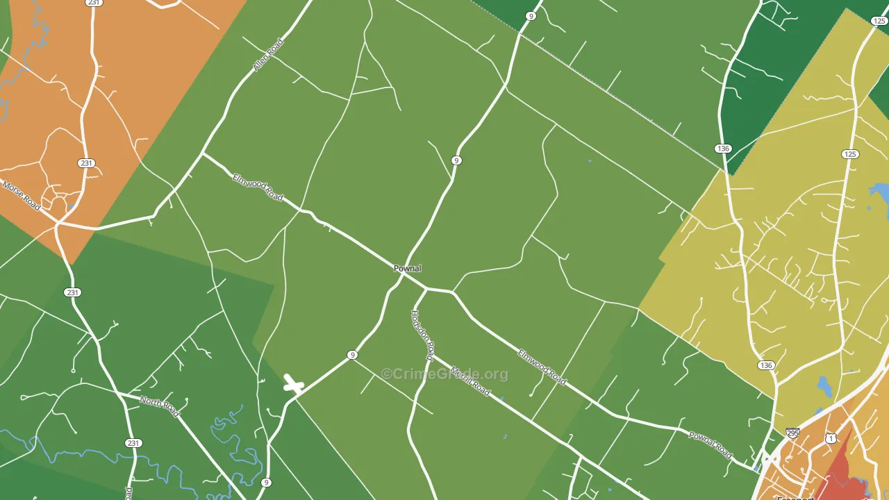 Pownal, ME Map of Robbery Rates