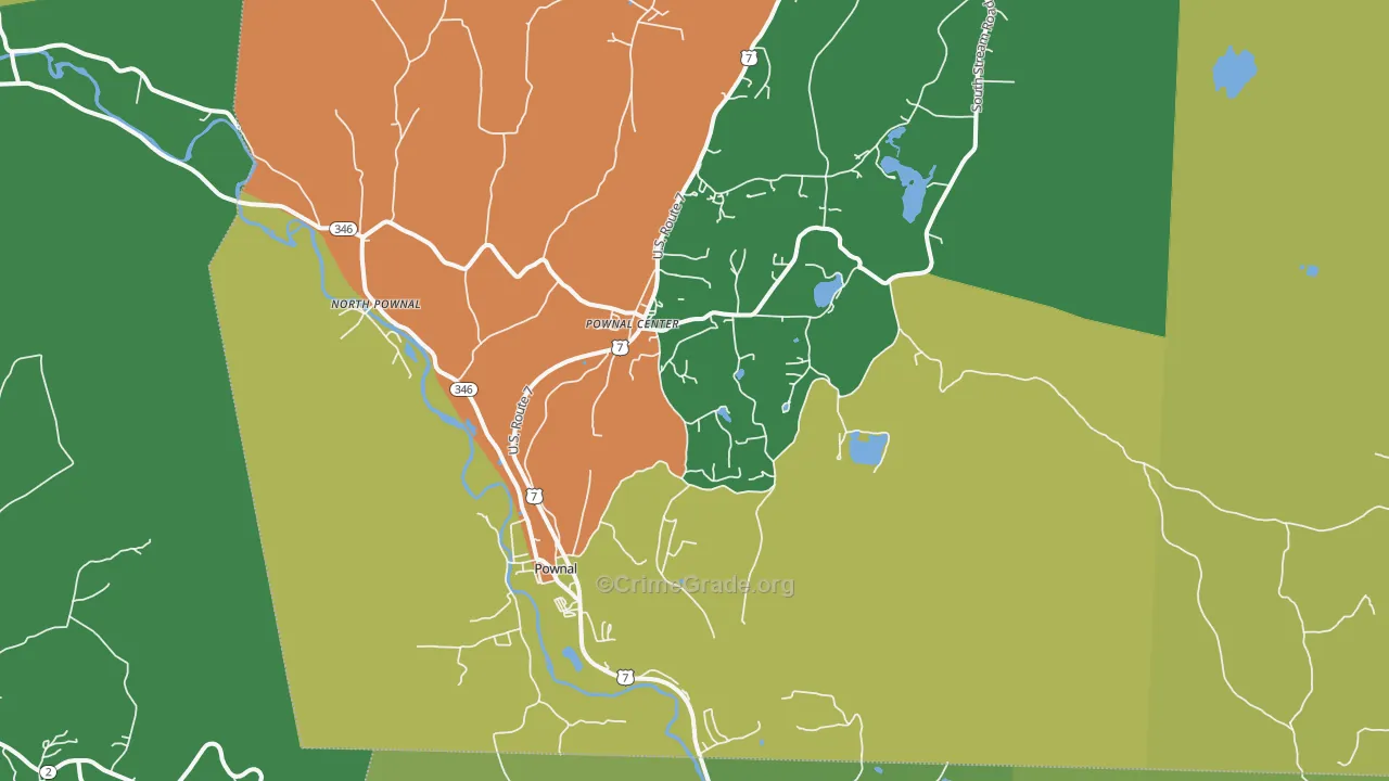 Pownal, VT Map of Robbery Rates