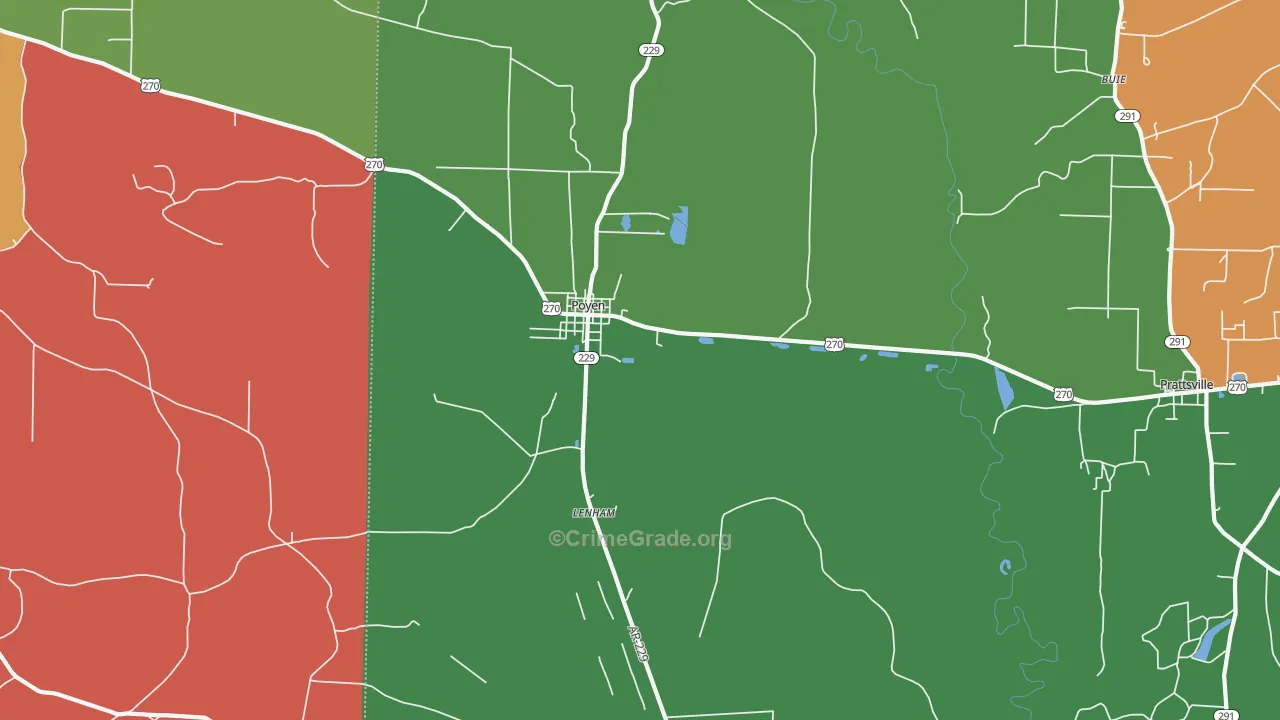 Poyen, AR Map of Robbery Rates