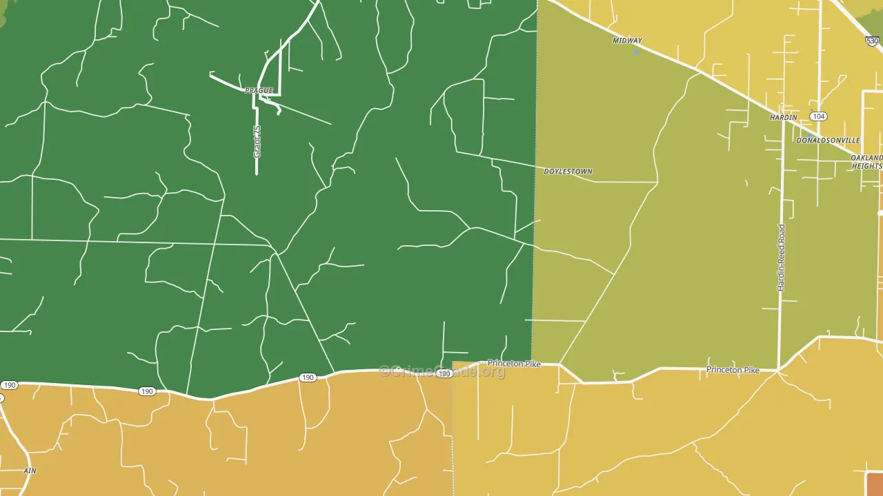 Prague, AR Map of Robbery Rates