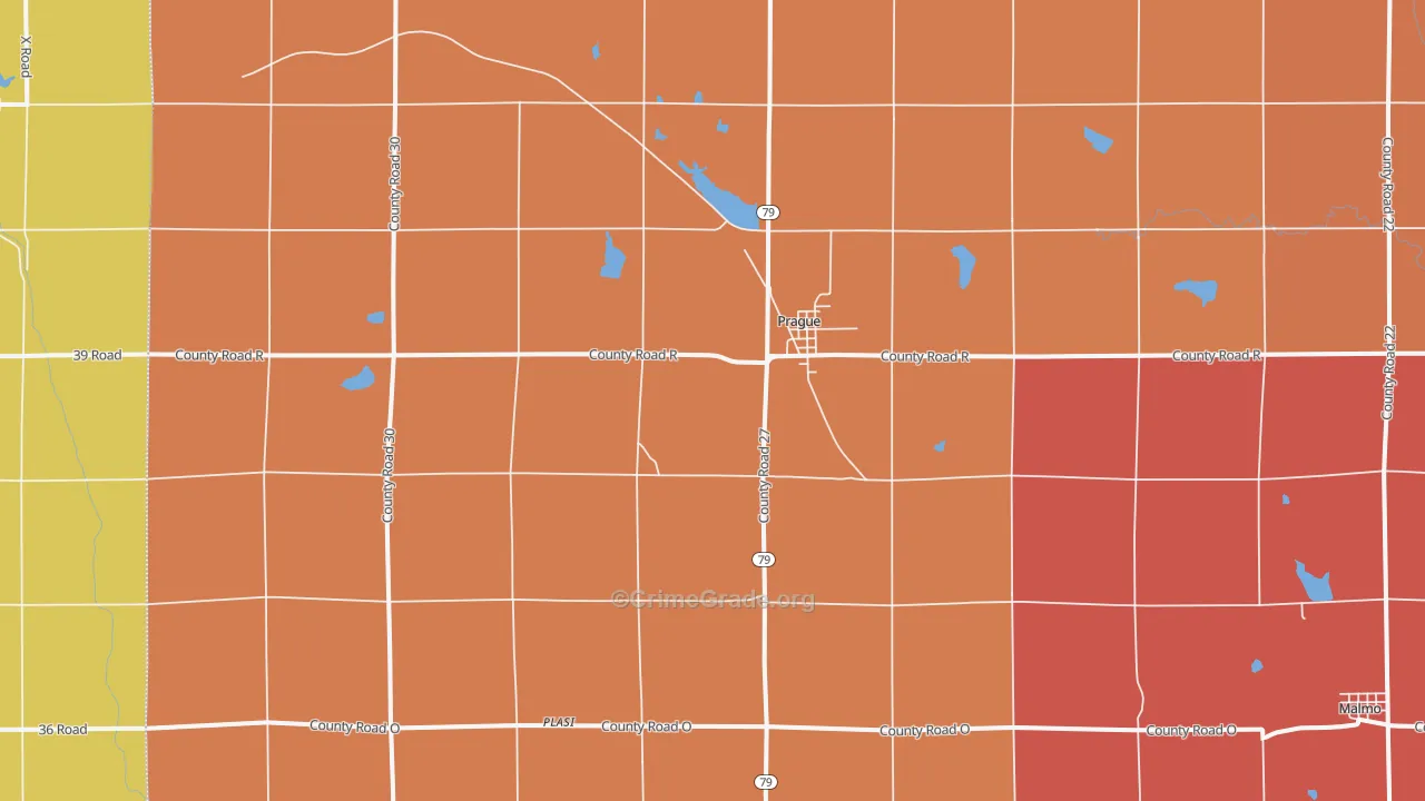 Prague, NE Map of Robbery Rates