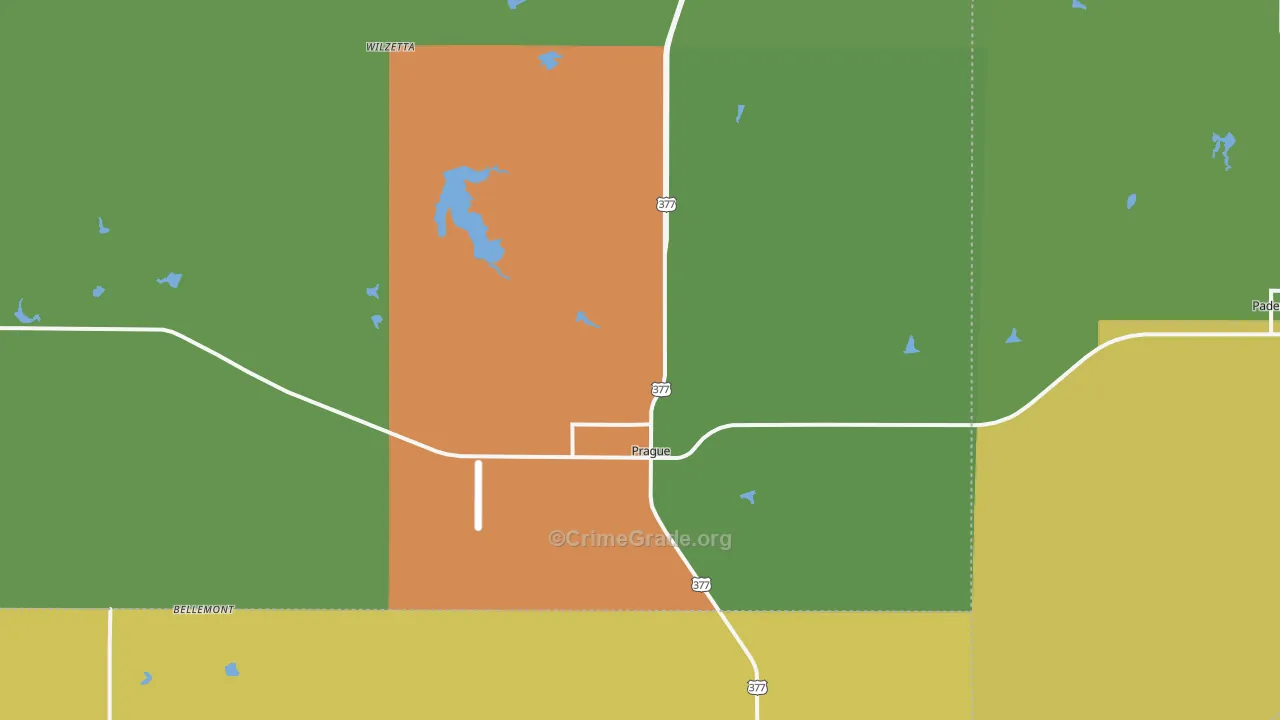 Prague, OK Map of Robbery Rates