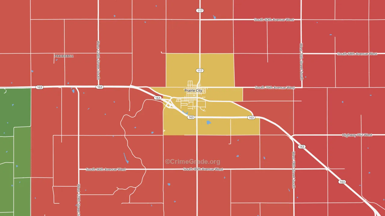 Prairie City, IA Map of Robbery Rates
