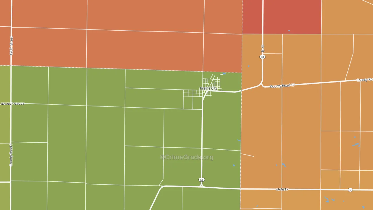 Prairie City, IL Map of Robbery Rates