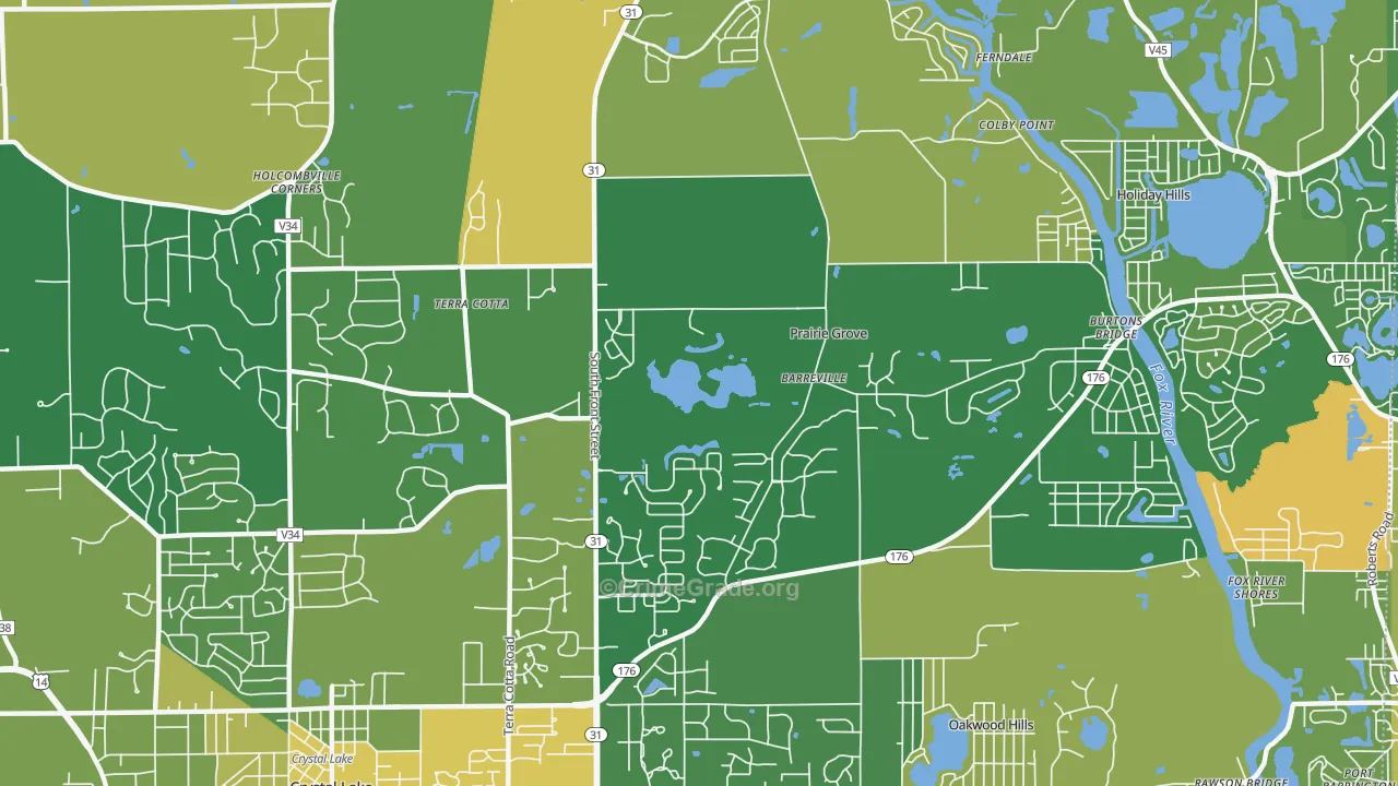 Prairie Grove, IL Map of Robbery Rates