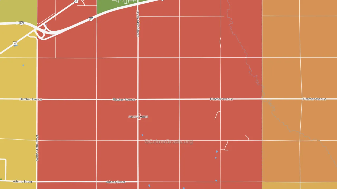Prairie Home, NE Map of Robbery Rates