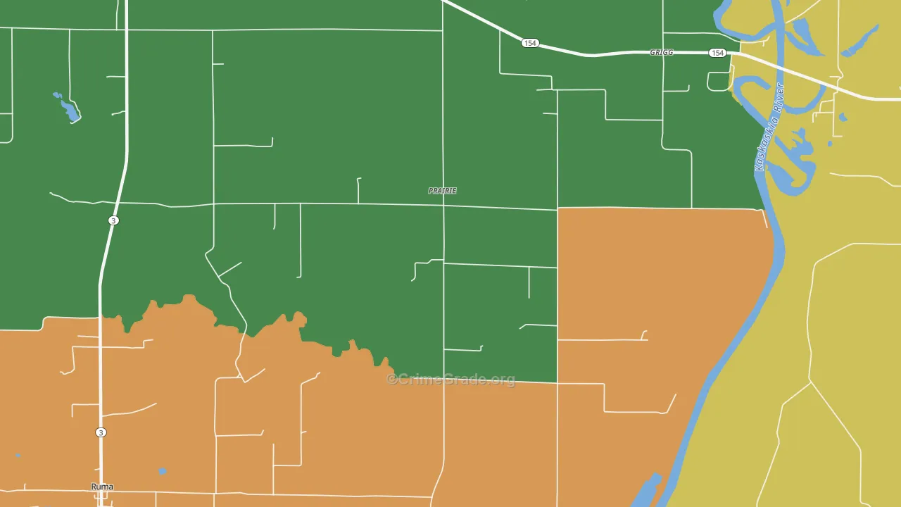 Prairie, IL Map of Robbery Rates