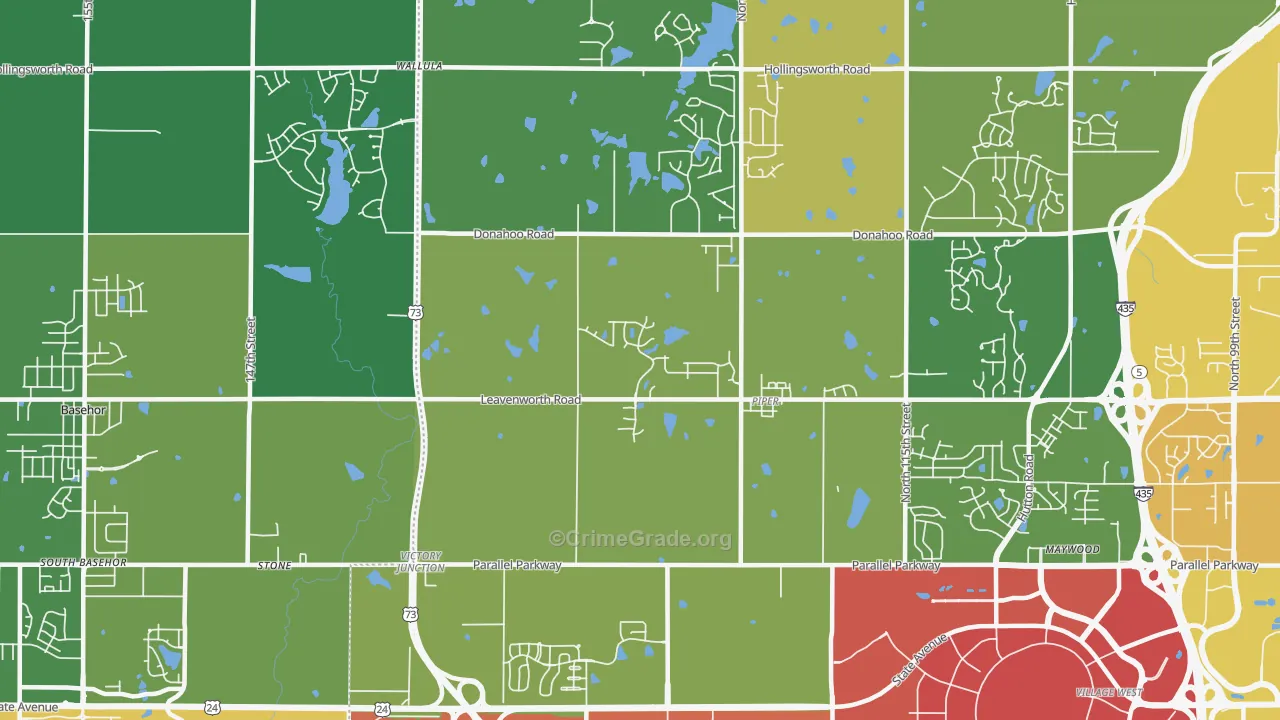 Prairie-Piper-KC-KS, Kansas City, KS Map of Robbery Rates