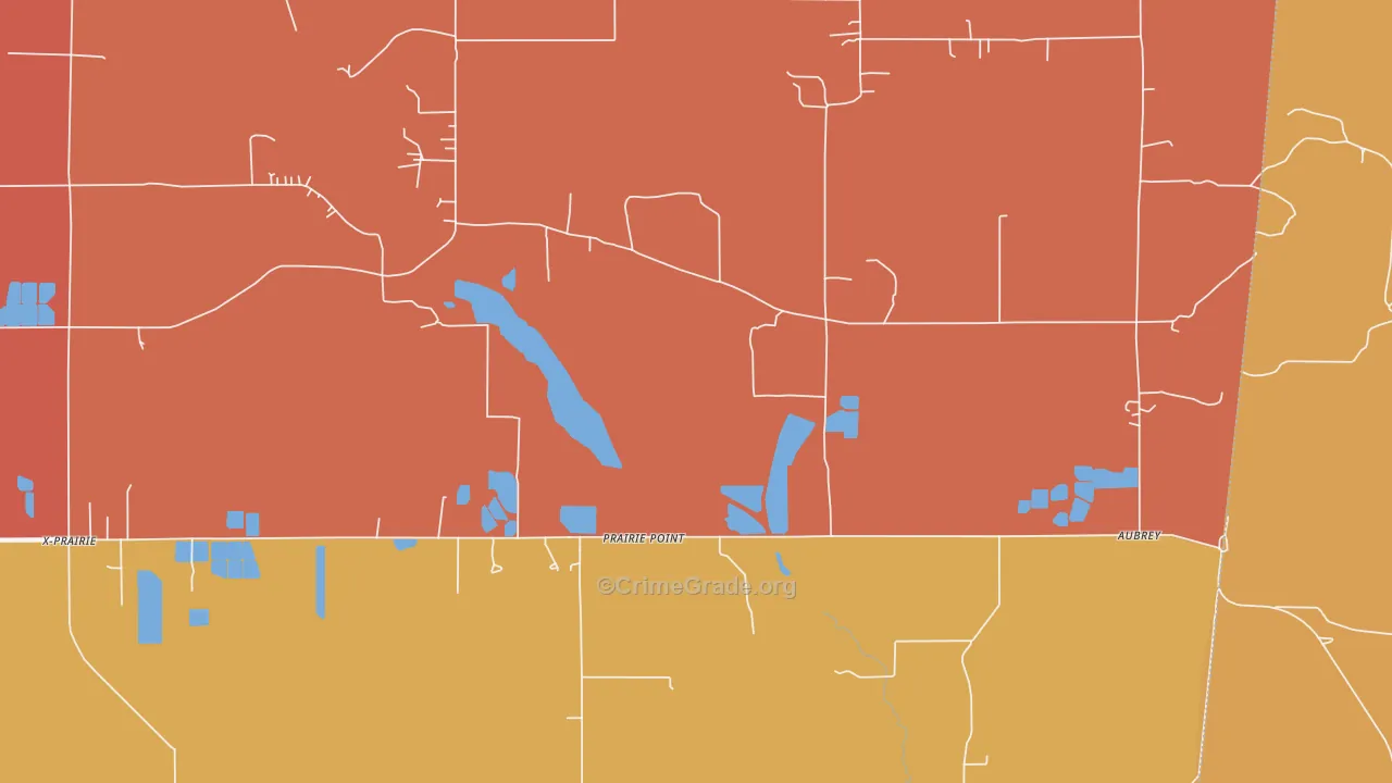 Prairie Point, MS Map of Robbery Rates