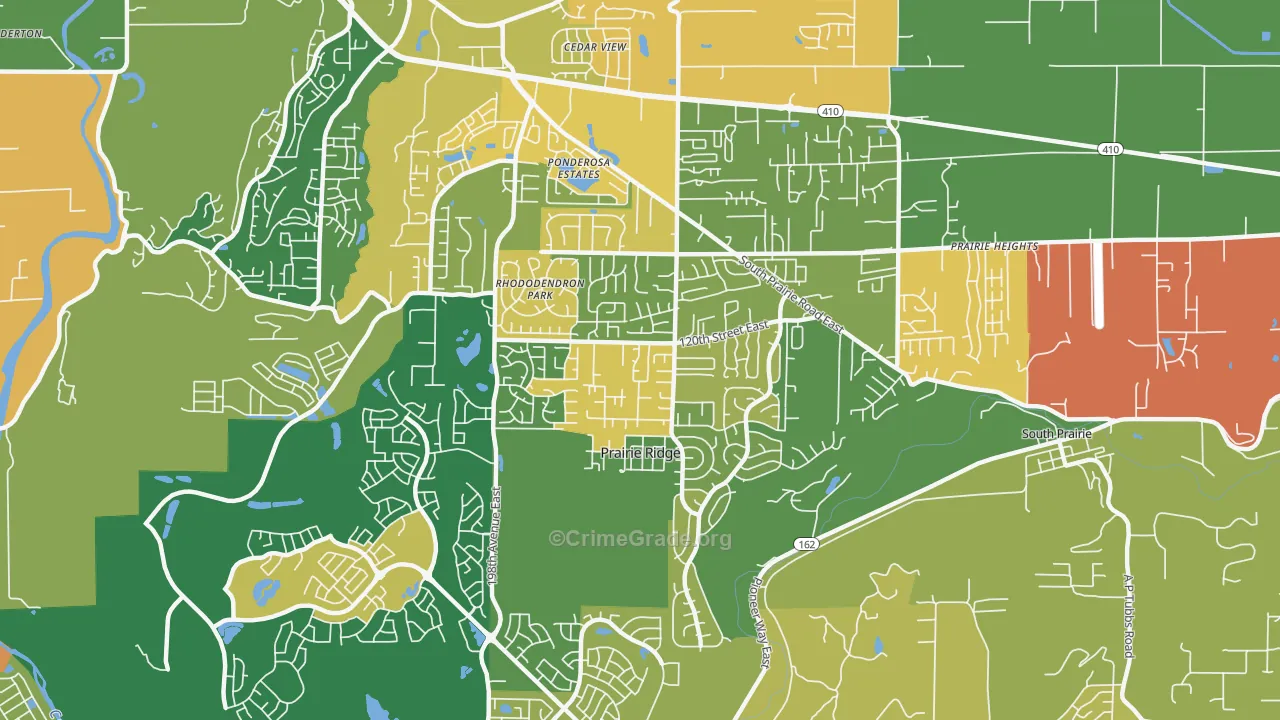 Prairie Ridge, WA Map of Robbery Rates