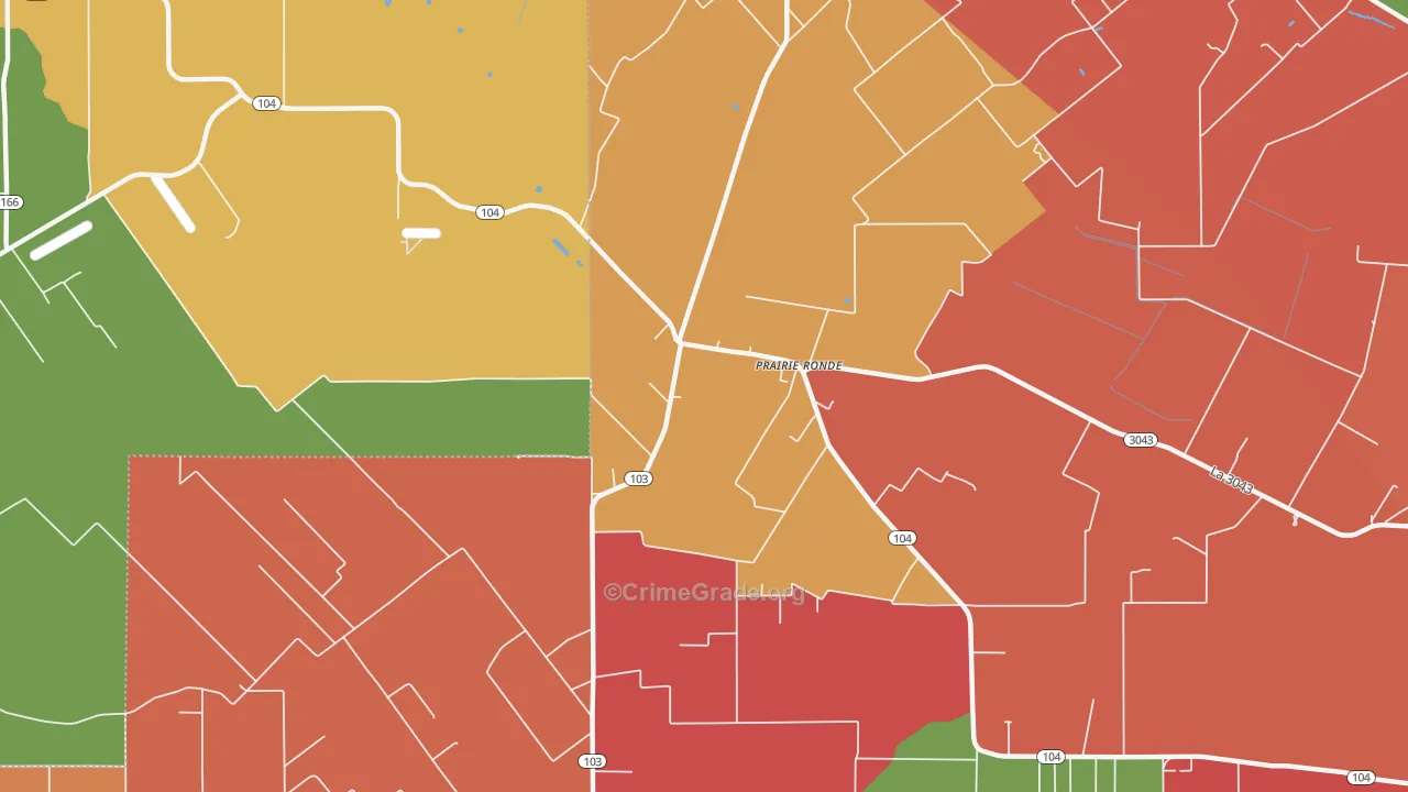 Prairie Ronde, LA Map of Robbery Rates