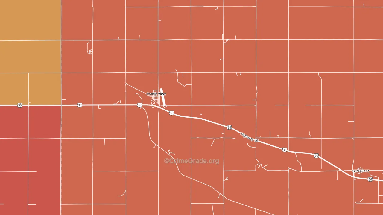 Prairie View, KS Map of Robbery Rates