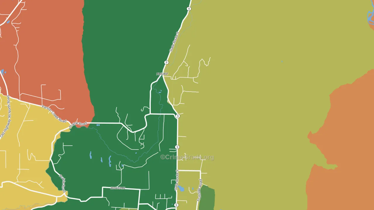 Prairie, WA Map of Robbery Rates