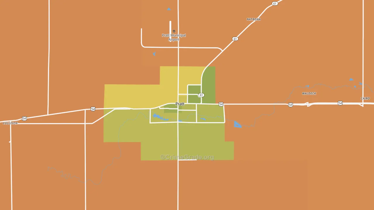 Pratt County, KS Map of Robbery Rates