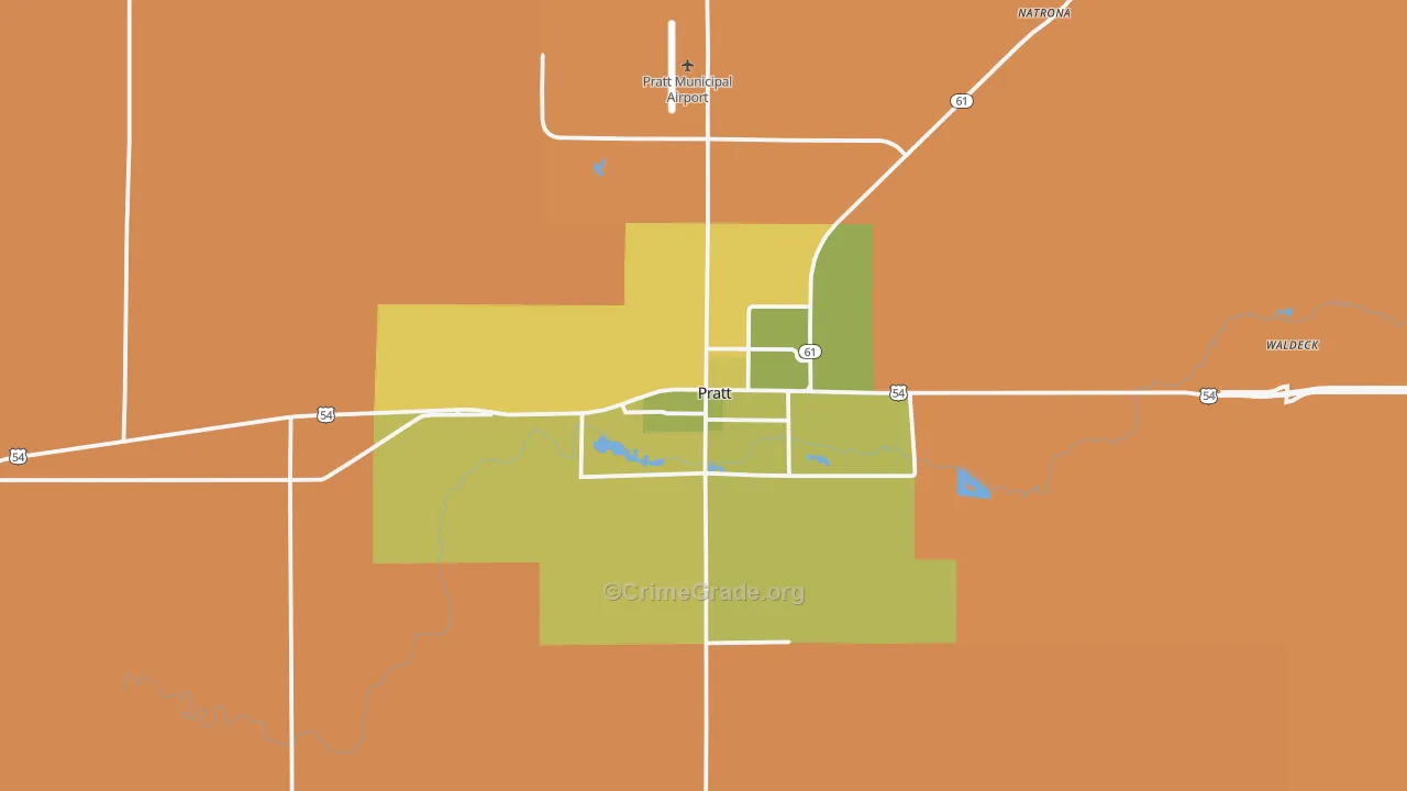 Pratt, KS Map of Robbery Rates