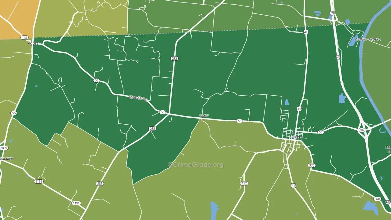 Pratt, KY Map of Robbery Rates