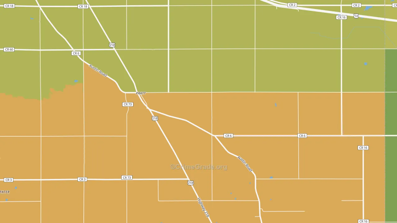 Pratt, MN Map of Robbery Rates