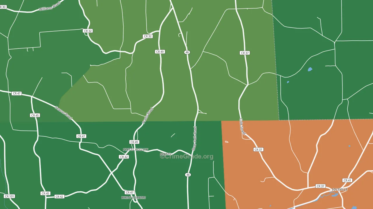 Pratts Hollow, NY Map of Robbery Rates