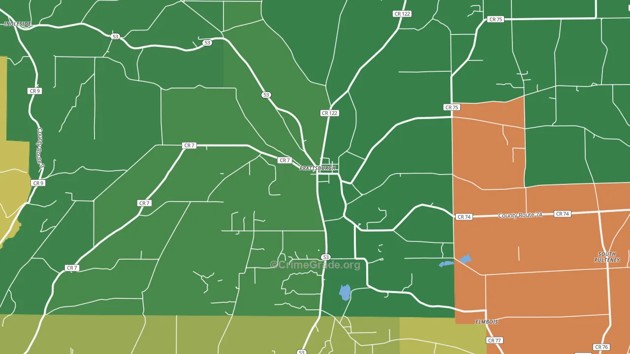 Prattsburgh, NY Map of Robbery Rates