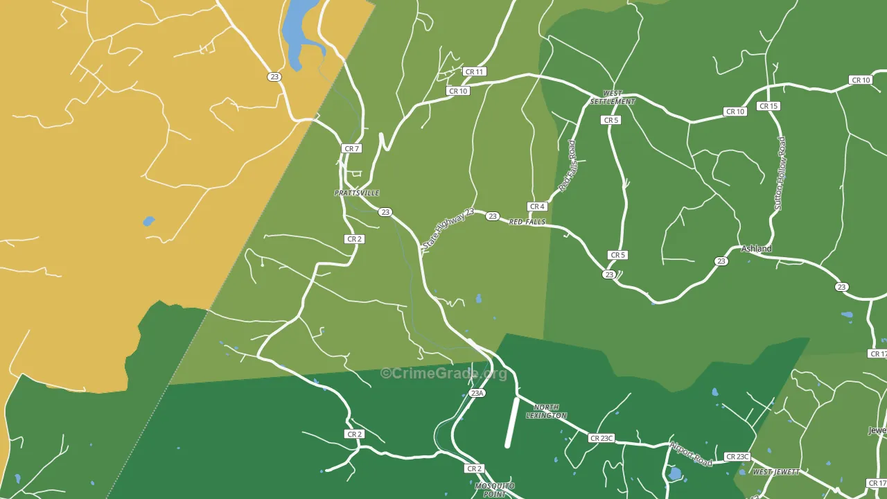 Prattsville, NY Map of Robbery Rates